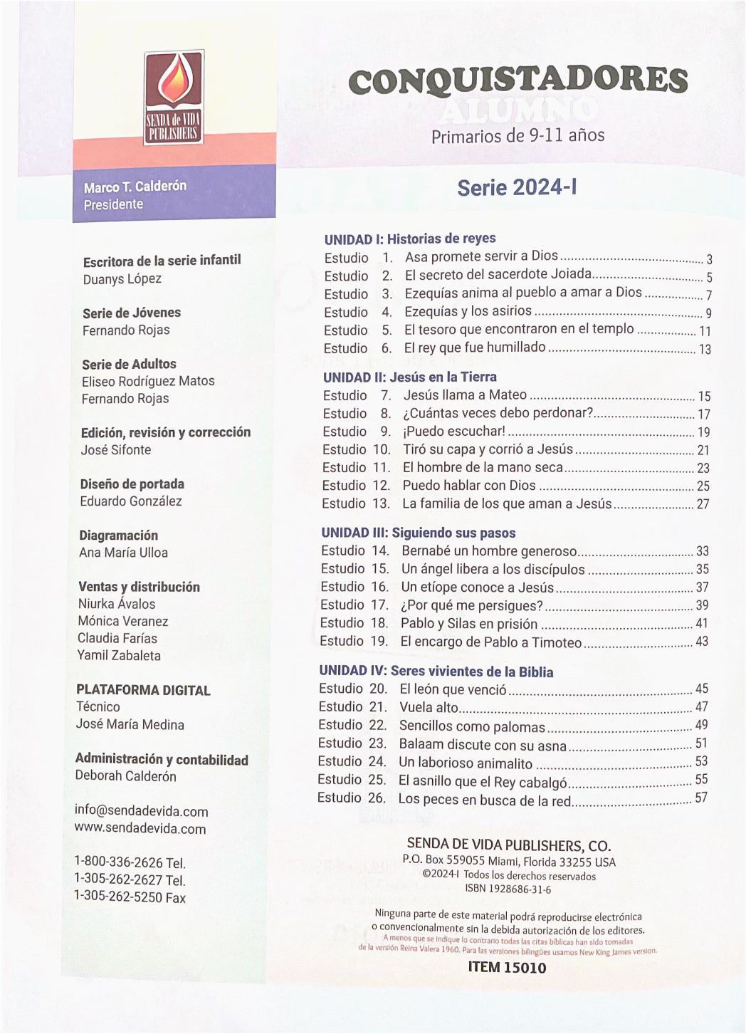 Senda de Vida - Conquistadores Alumno - Edad 9 - 11 Años - Primarios - Semestre 2024 - I