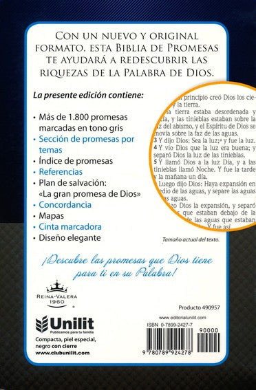 Biblia de Promesas Compacta RV60 - Piel Negra con Cierre
