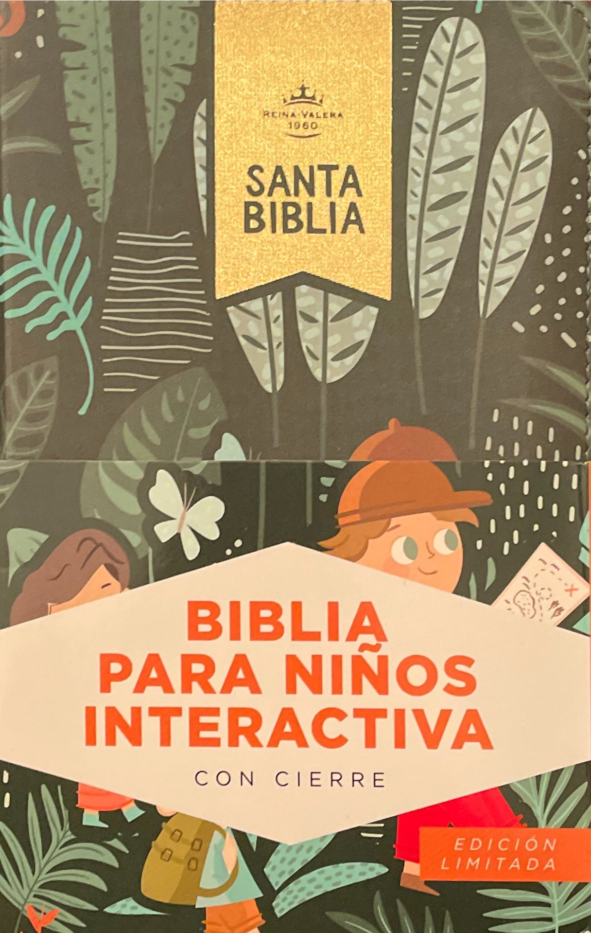 Biblia para Niños Interactiva con Cierre - RVR1960 - Verde, Símil Piel