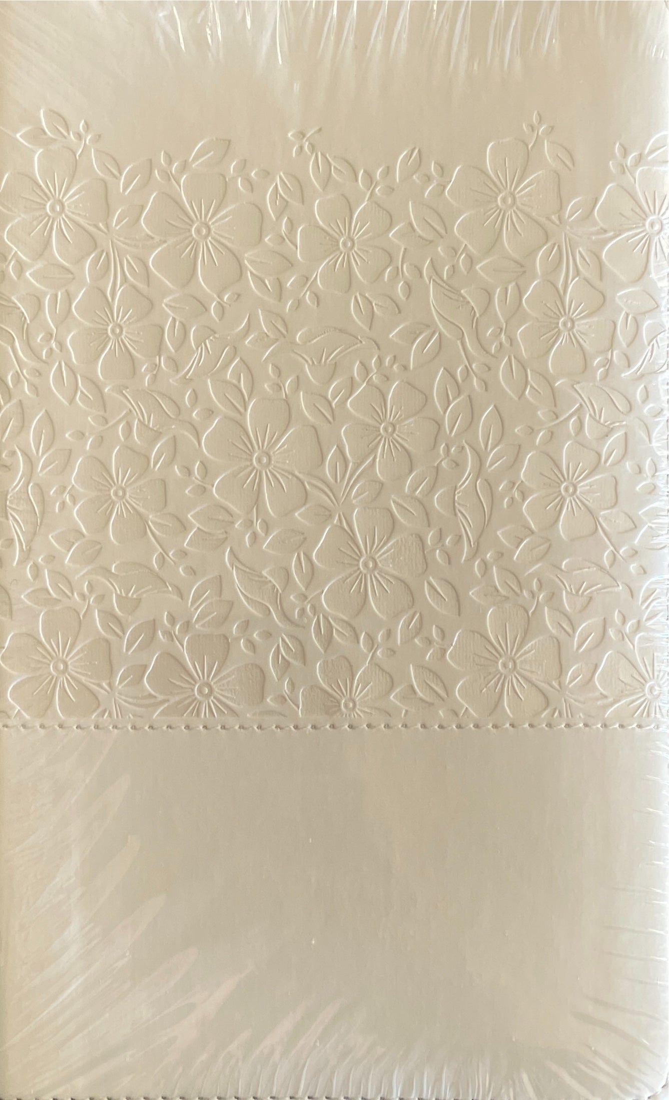 Biblia Recuerdo de Boda - Blanco Floral Símil Piel