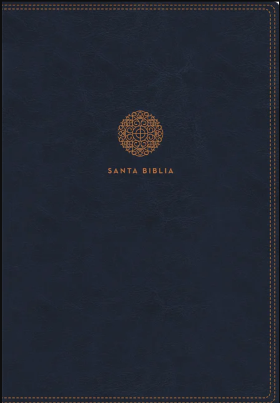 Santa Biblia Letra Super Gigante - RVR60 - Leathersoft Con Cierre Color Azul