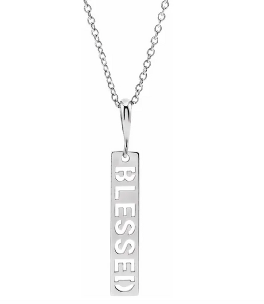 Blessed Bar 16"-18" Necklace - Plata Esterlina