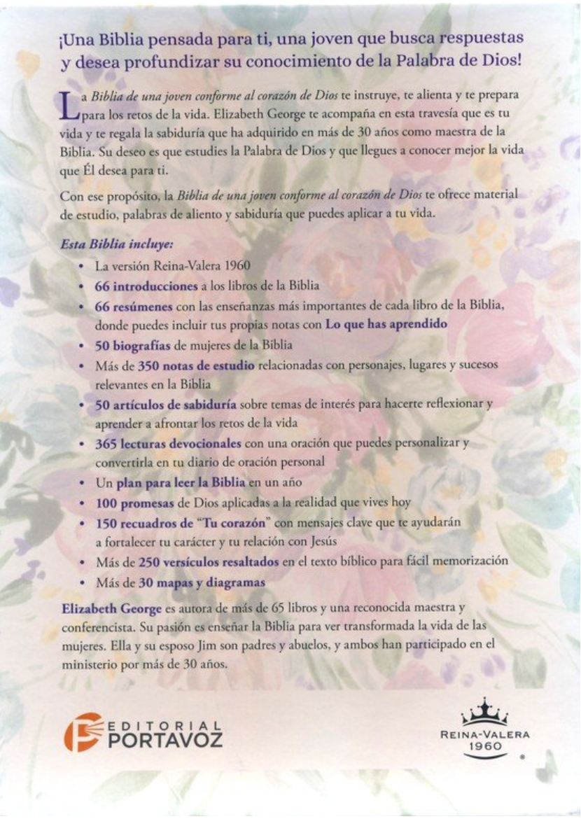 Biblia de Una Joven Conforme al Corazón de Dios - Duo Tono Floral - RVR1960