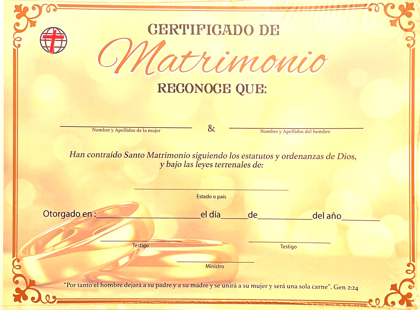 Certificado de Matrimonio - Paquete de 20 - IDPMI