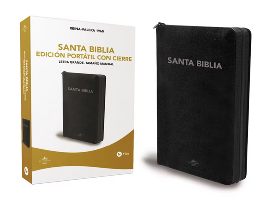 Biblia Letra Grande - Edición Portatil con Cierre - RVR1960 - Negro, Leathersoft