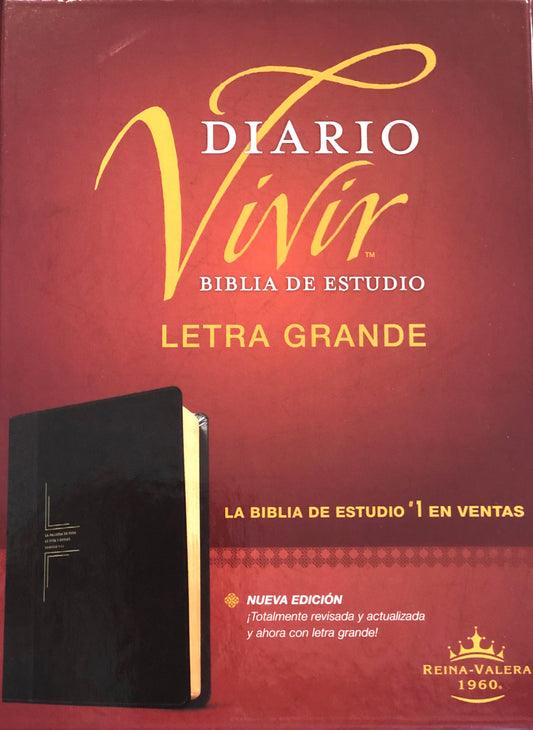 Biblia de Estudio del Diario Vivir -  RVR60 - Letra Grande - SentiPiel, Negro/Ónice