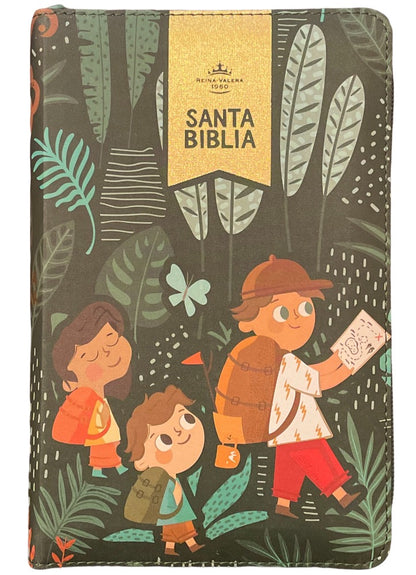Biblia para Niños Interactiva con Cierre - RVR1960 - Verde, Símil Piel