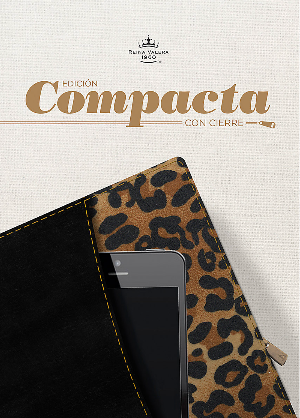 Biblia Edición Compacta Con Cierre, Negro/Leopardo Símil Piel - RVR 1960