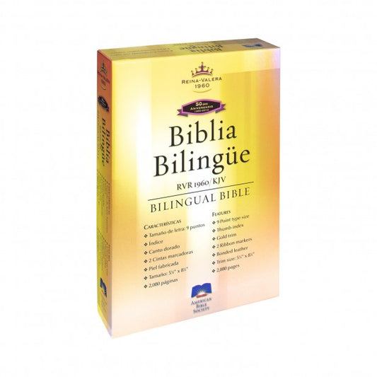 Biblia Bilingüe/Bilingual Bible RVR 1960/KJV - Piel Fabricada Negro con Indice