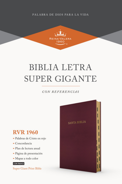 Biblia Letra Super Gigante - RVR1960 - Borgoña, Imitación Piel con Índice