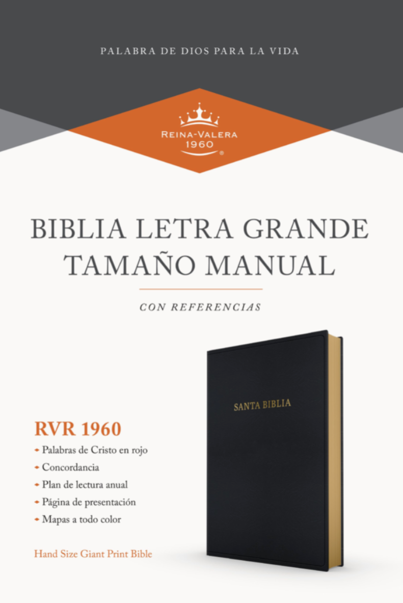 Biblia Letra Grande Tamaño Manual - RVR1960 - Negro, Imitación Piel