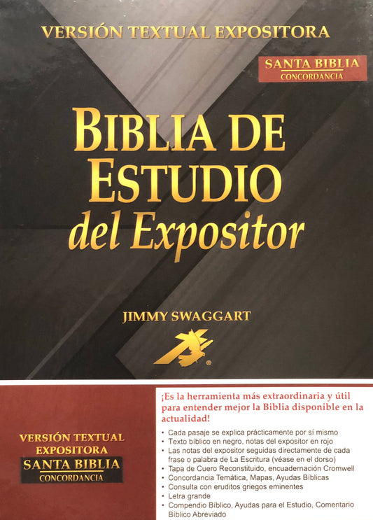 Biblia de Estudio del Expositor Jimmy Swaggart - Versión Textual Expositora - Color Vino Tinto Piel Reconstituida